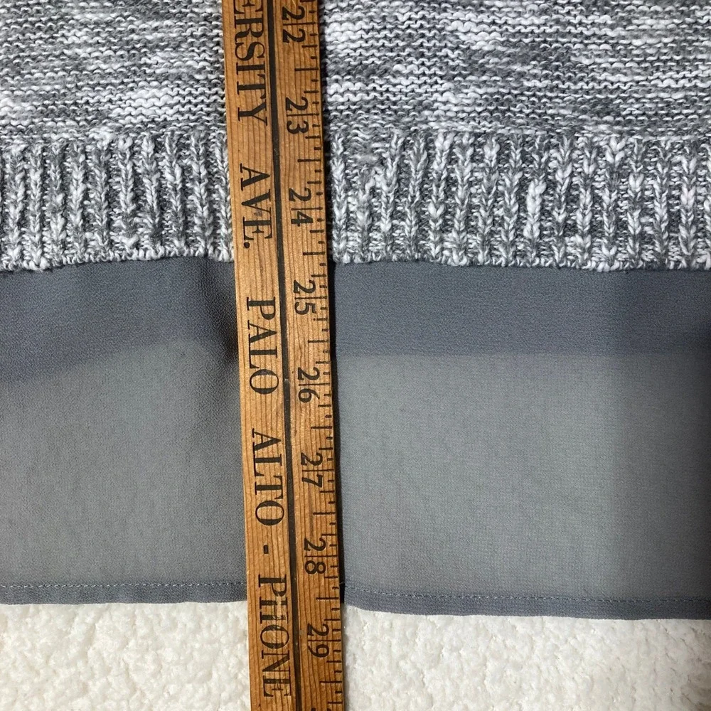 Torrid 3 Cold Shoulder Tunic Sweater‎ Gray Marled Knit Chiffon Hem Long Sleeve
